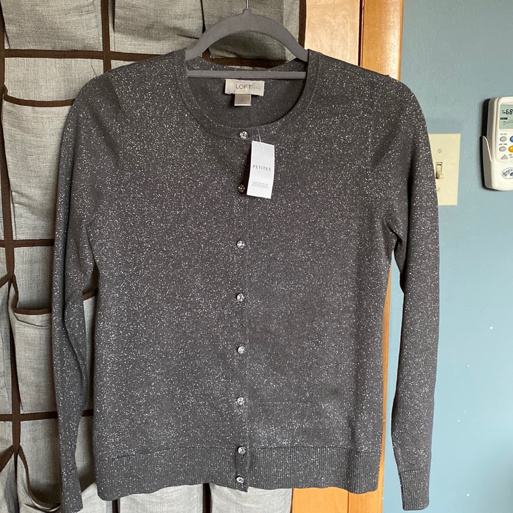 Loft Gray Sparkle Sweater Size Petite Small- NWT Beautiful!